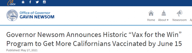 加州全美最大疫苗奖励：最高150万美金，还有200万张50美金礼卡！