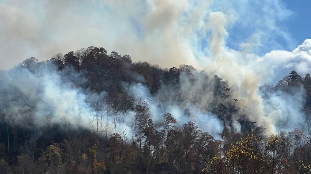 OCT. 30, 2023 - Two are burning in Western North Carolina -- one near Andrews in Nantahala National Forest in Cherokee County and another popped up over the weekend in Haywood County. (Photo credit: WLOS)