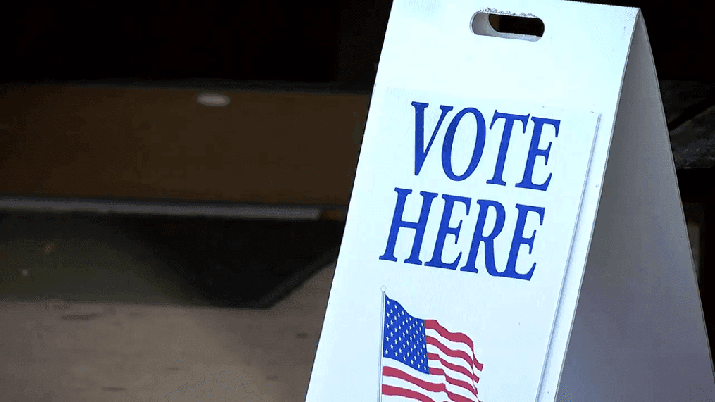 FILE - "Vote Here" sign in Western North Carolina (Photo credit: WLOS Staff)