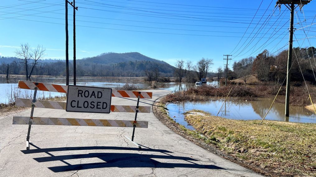 Jan. 11 - 2024 -News 13 crews captured footage of another two vehicles that got stuck on Thursday on Banner Farm Road in the Horse Shoe area of Henderson County. A section of Banner Farm Road near Cams Path is closed due to standing water. (Photo credit: WLOS Staff)