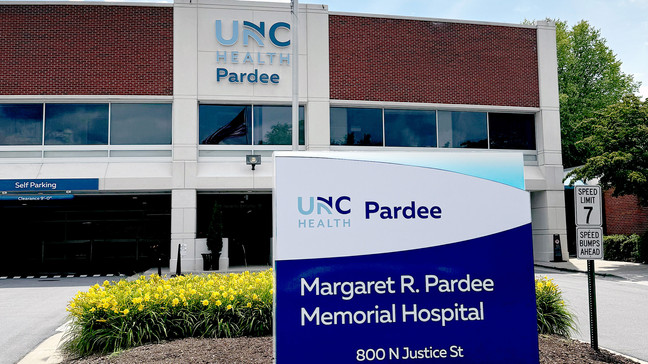 UNC Health Pardee recently completed the installation of new signage with its name and logo. (Photo credit: UNC Health Pardee)