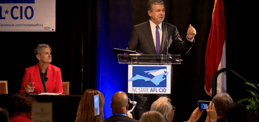 SEPT. 8, 2023 - Democratic Governor Roy Cooper spoke Friday, Sept. 8, during the 66th annual N.C. State AFL-CIO convention held at the Asheville Renaissance Hotel. He touched primarily on the importance of union workers as it pertains to voting and how important it is for them to turn out to vote in the 2024 election. (Photo credit: WLOS staff)
