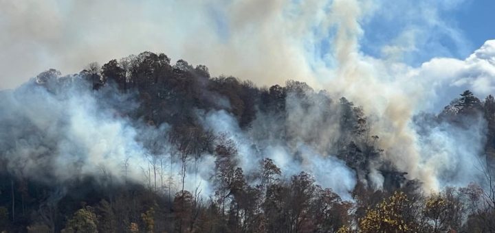 OCT. 30, 2023 - Two are burning in Western North Carolina -- one near Andrews in Nantahala National Forest in Cherokee County and another popped up over the weekend in Haywood County. (Photo credit: WLOS)